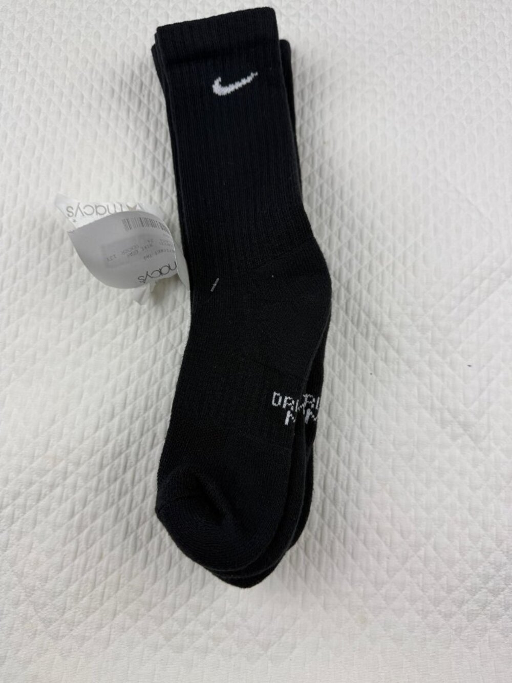 Nike 3 Pairs Everyday Cotton Cushioned Crew Socks Black Medium Men 6-8 Yth 5Y-7Y